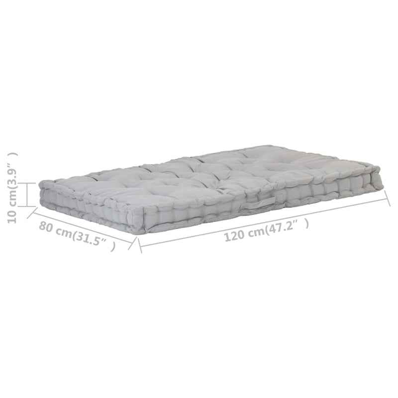 vidaXL Pallet Floor Cushions 2 pcs Cotton Grey