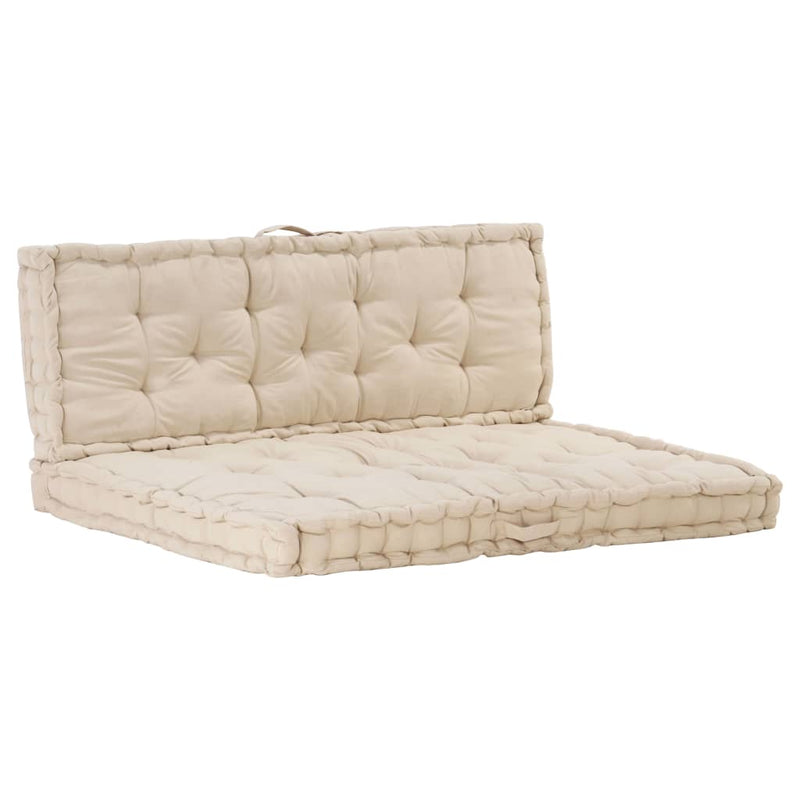 vidaXL Pallet Floor Cushions 2 pcs Cotton Beige