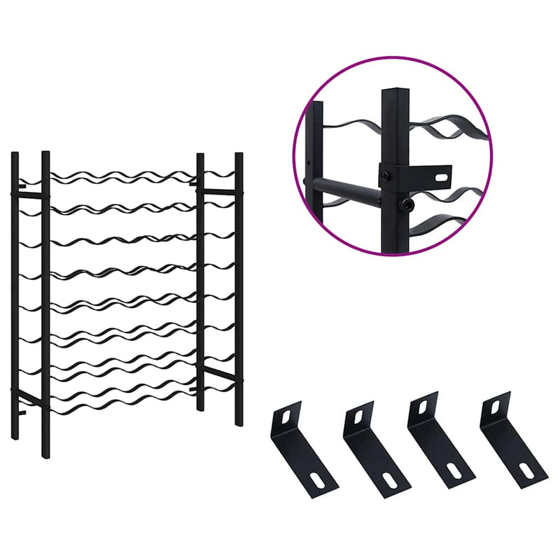 vidaXL Wine Rack for 48 Bottles Black Metal