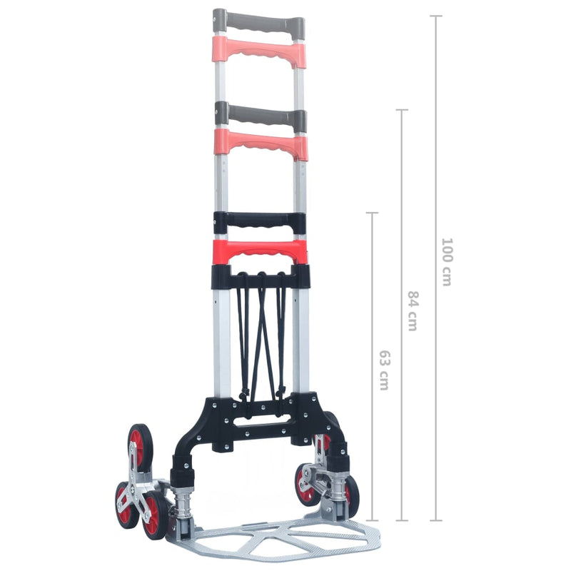vidaXL Foldable Stair Transport Trolley 70 kg Aluminium Silver
