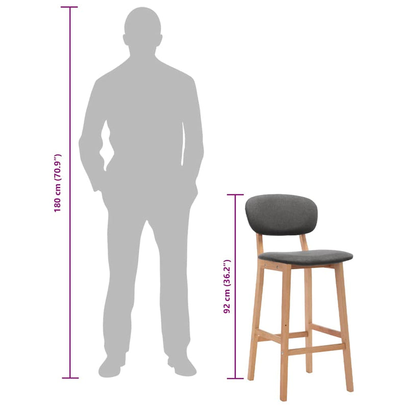 vidaXL Bar Stools 2 pcs Dark Grey Fabric