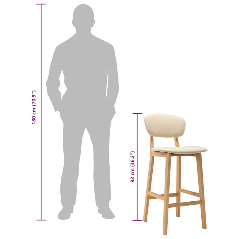 vidaXL Bar Stools 2 pcs Cream Fabric