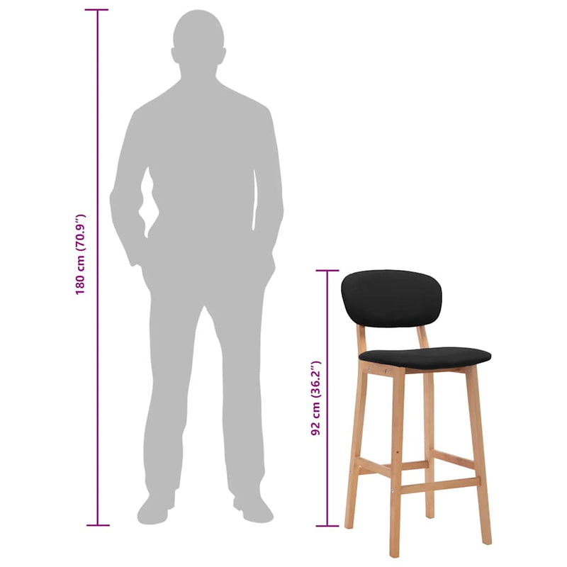 vidaXL Bar Stools 2 pcs Black Fabric