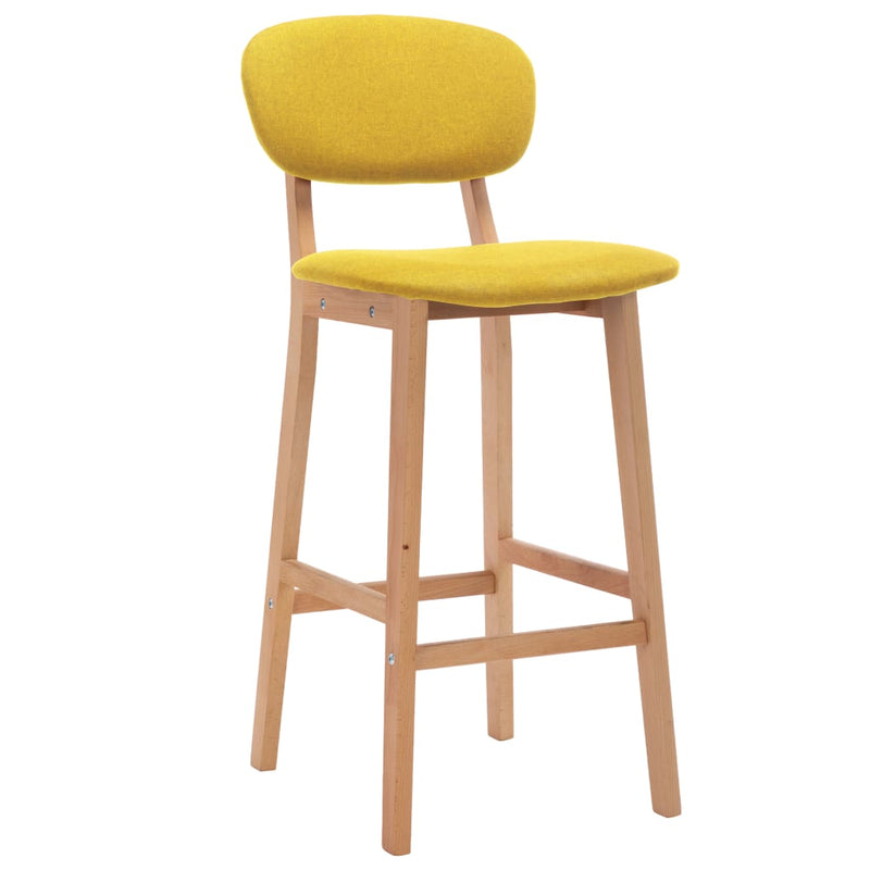 Bar Stools 2 pcs Mustard Yellow Fabric