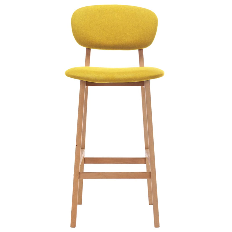 Bar Stools 2 pcs Mustard Yellow Fabric