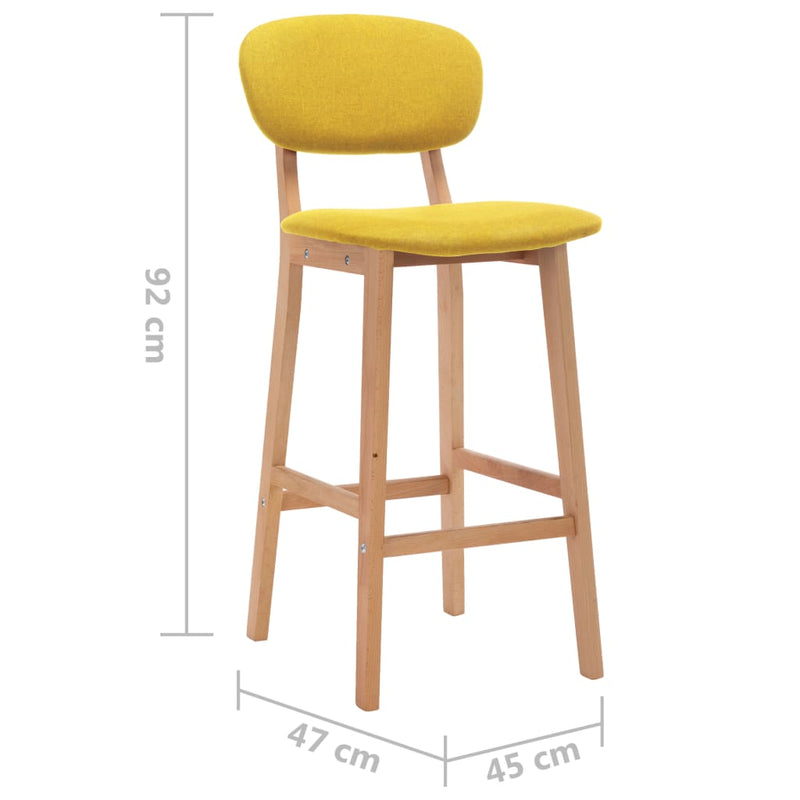 Bar Stools 2 pcs Mustard Yellow Fabric