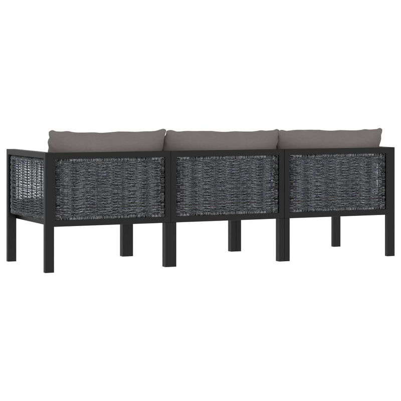 vidaXL 3-Seater Sofa with Cushions Anthracite Poly Rattan