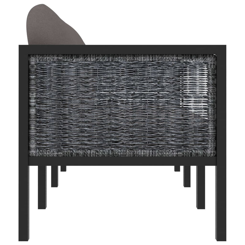 vidaXL 3-Seater Sofa with Cushions Anthracite Poly Rattan