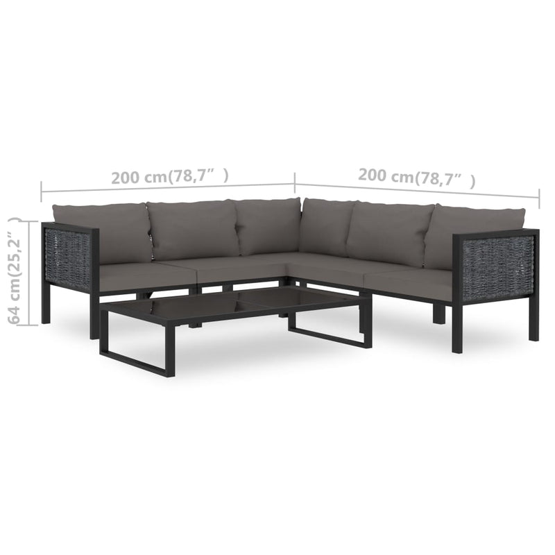 vidaXL 6 Piece Garden Lounge Set with Cushions Poly Rattan Anthracite