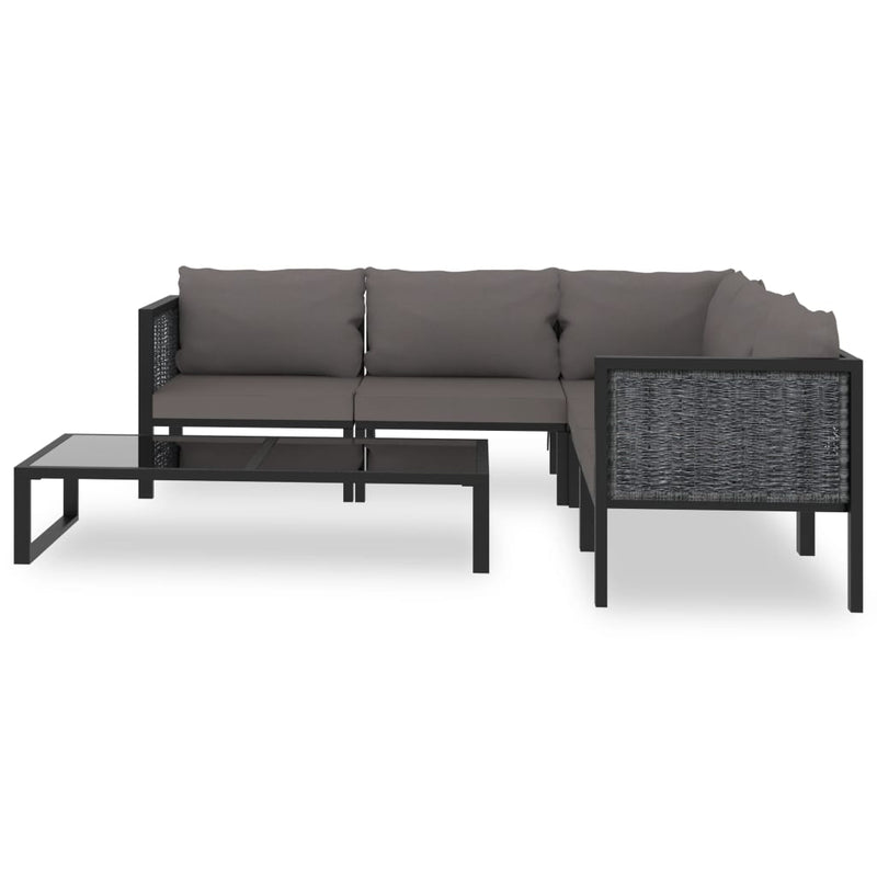 vidaXL 6 Piece Garden Lounge Set with Cushions Poly Rattan Anthracite