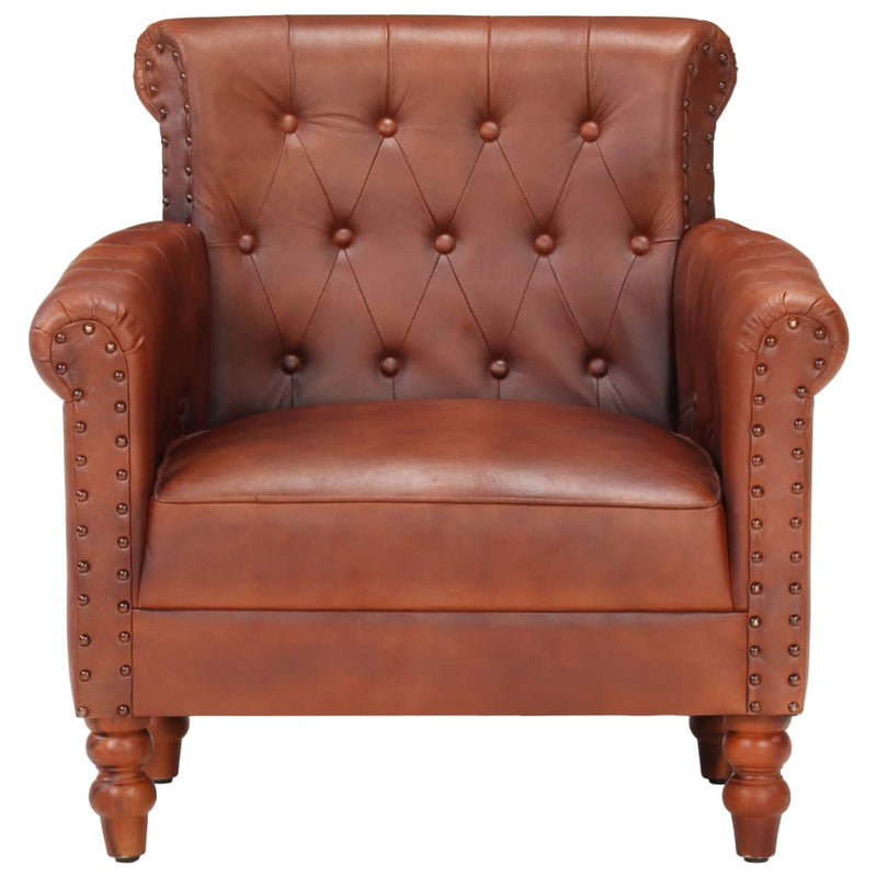 Armchair Brown Real Goat Leather