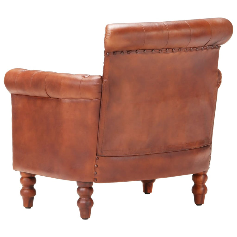 Armchair Brown Real Goat Leather