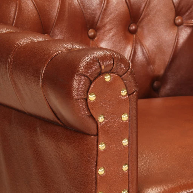 vidaXL Armchair Brown Real Goat Leather