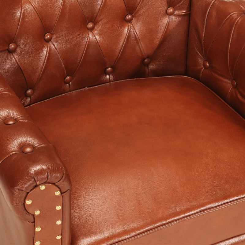 vidaXL Armchair Brown Real Goat Leather