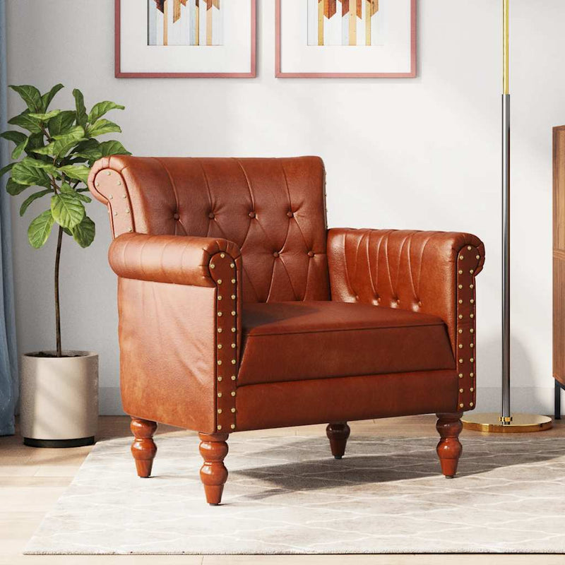 vidaXL Armchair Brown Real Goat Leather