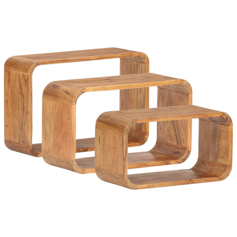 vidaXL Side Tables 3 pcs Solid Acacia Wood Honey Finish