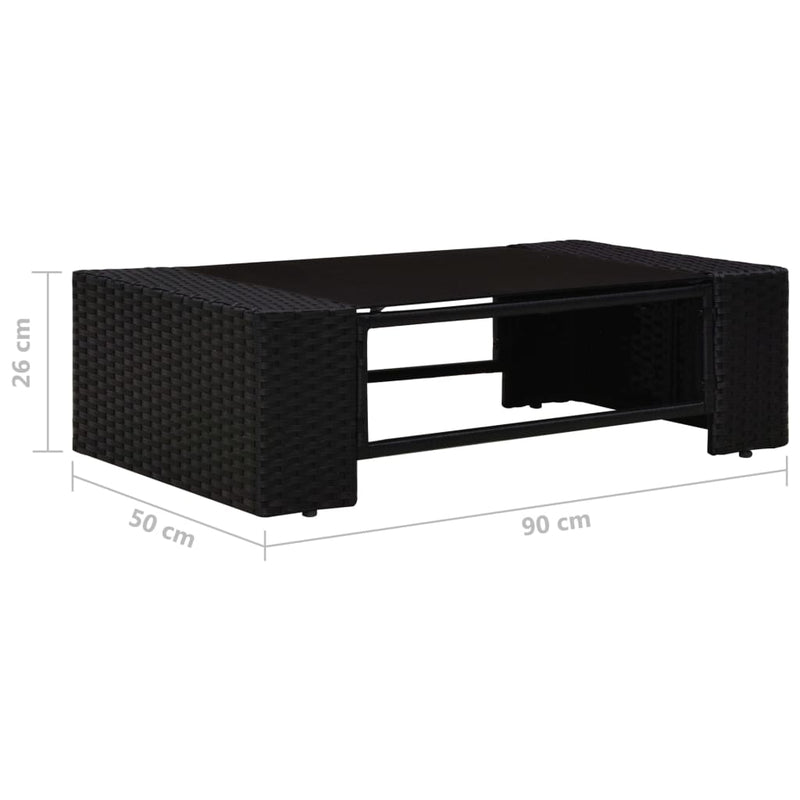 vidaXL 6 Piece Garden Lounge Set Poly Rattan Black