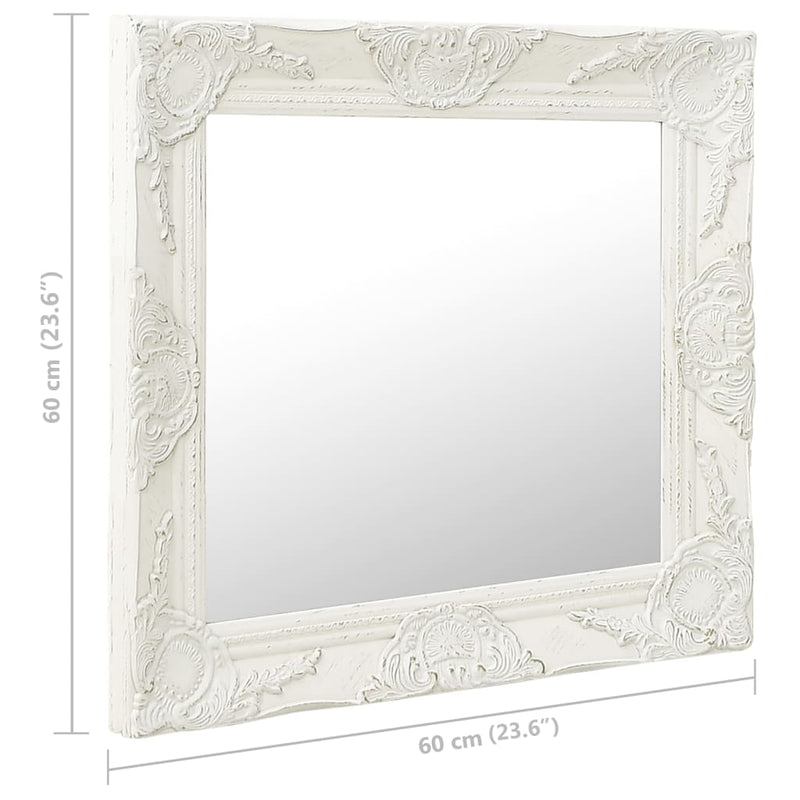 vidaXL Wall Mirror Baroque Style 60x60 cm White