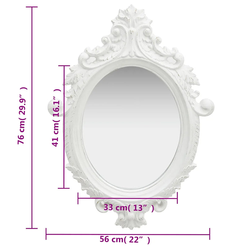 Wall Mirror Castle Style 56x76 cm White