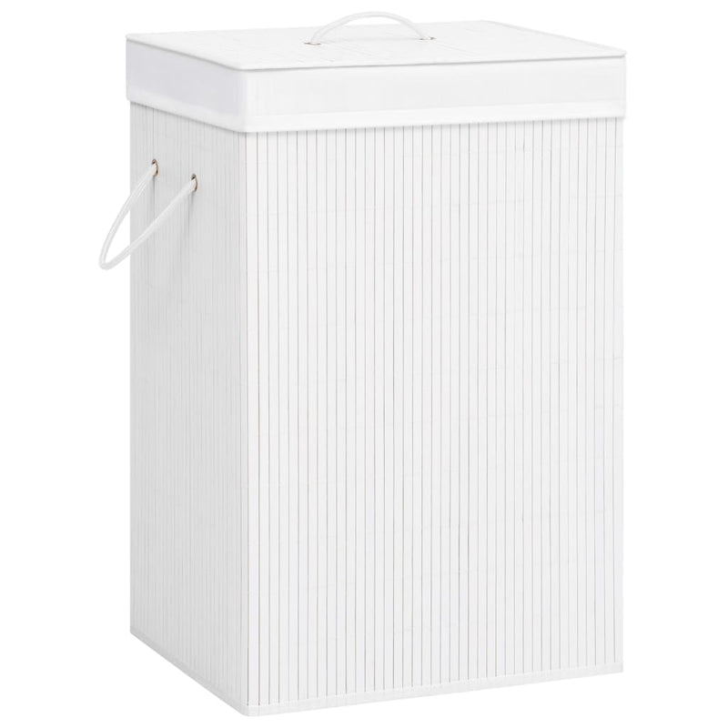 vidaXL Bamboo Laundry Basket with 2 Sections White 72 L