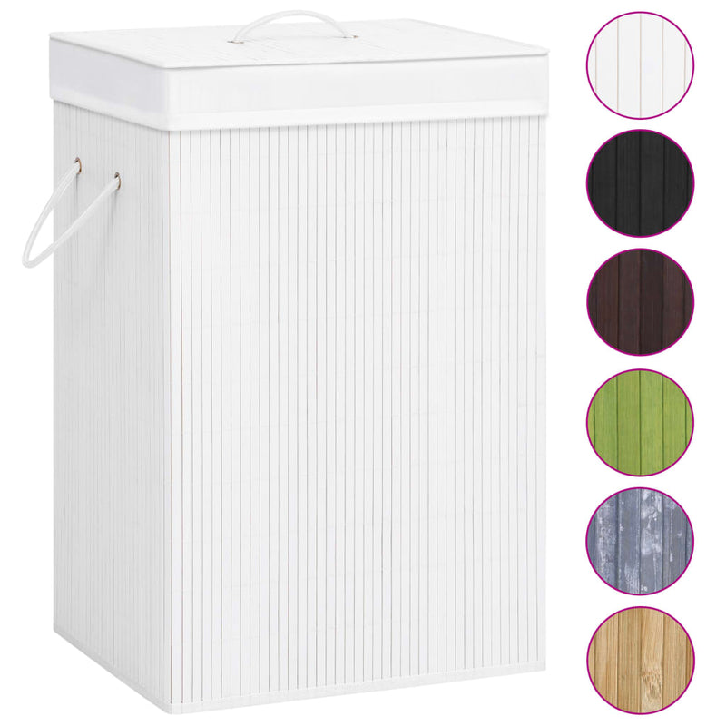 vidaXL Bamboo Laundry Basket with 2 Sections White 72 L
