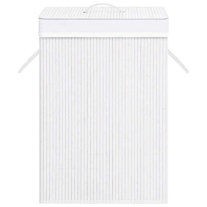 vidaXL Bamboo Laundry Basket with 2 Sections White 72 L