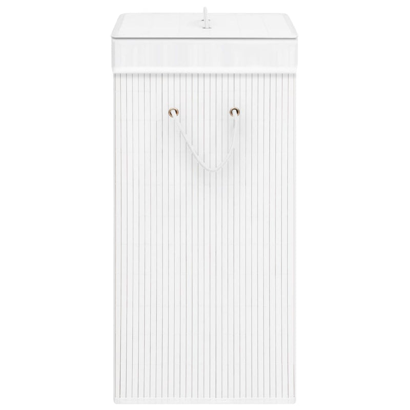 vidaXL Bamboo Laundry Basket with 2 Sections White 72 L