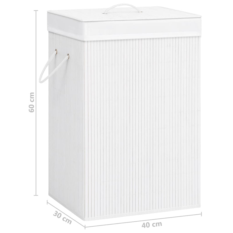 vidaXL Bamboo Laundry Basket with 2 Sections White 72 L