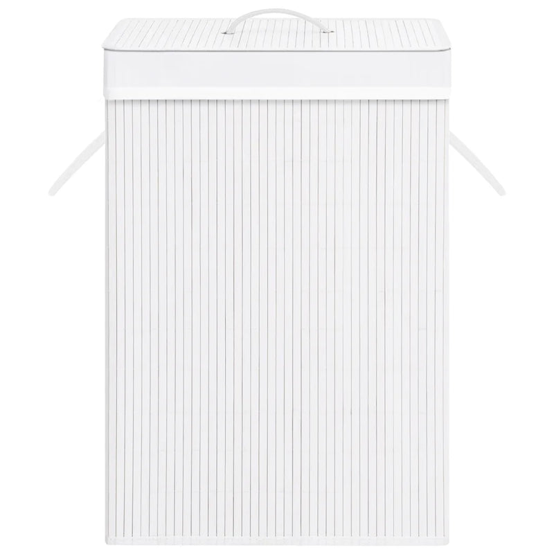 Bamboo Laundry Basket with Single Section White
