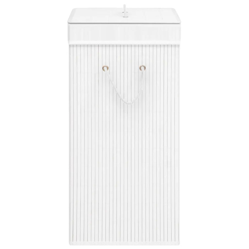 Bamboo Laundry Basket with Single Section White