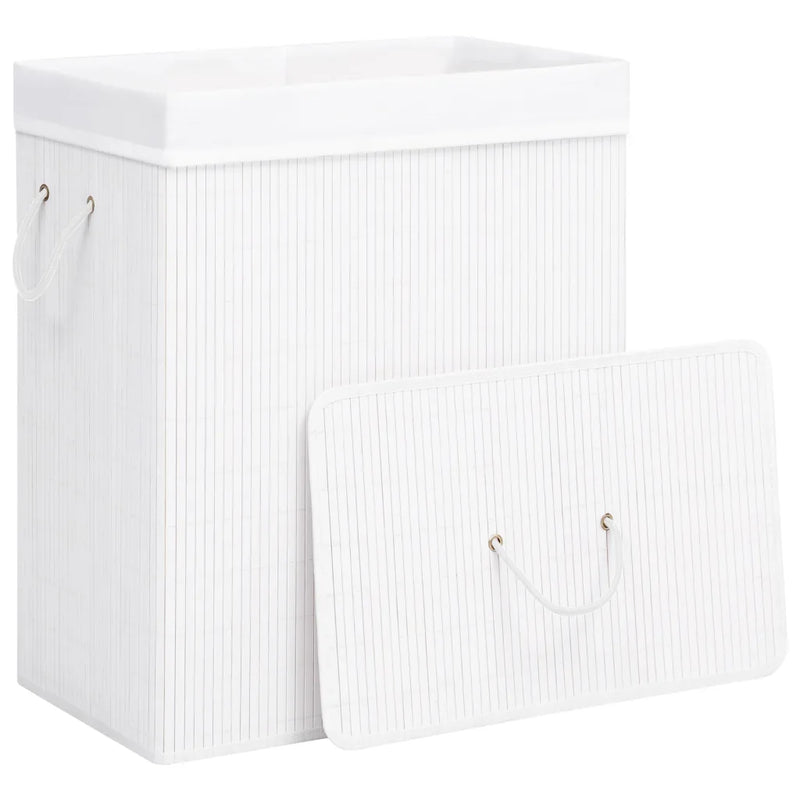 Bamboo Laundry Basket with Single Section White 83 L
