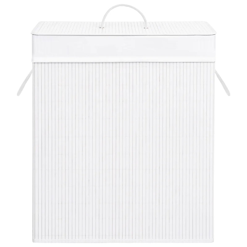 Bamboo Laundry Basket with Single Section White 83 L