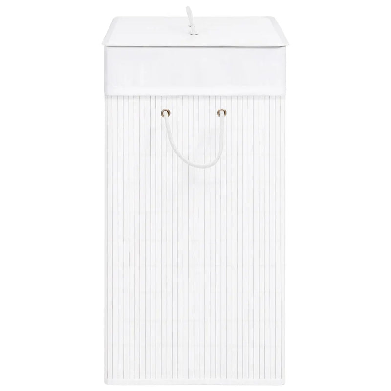 Bamboo Laundry Basket with Single Section White 83 L