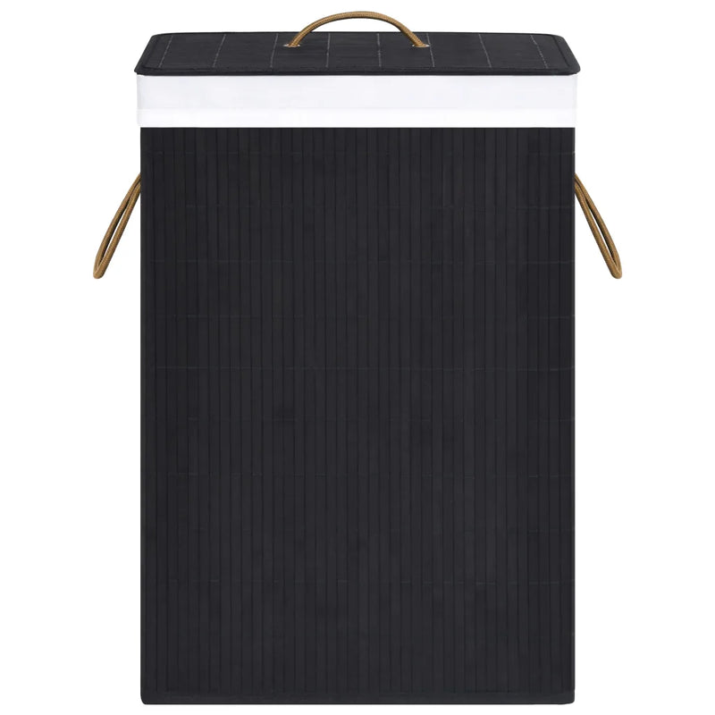 Bamboo Laundry Basket with Single Section Black