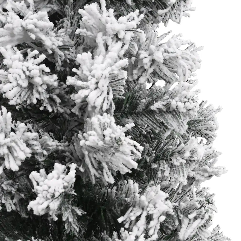Slim Artificial Christmas Tree with Flocked Snow Green 150 cm PVC