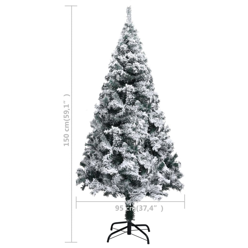 vidaXL Artificial Christmas Tree with Flocked Snow Green 150 m PVC