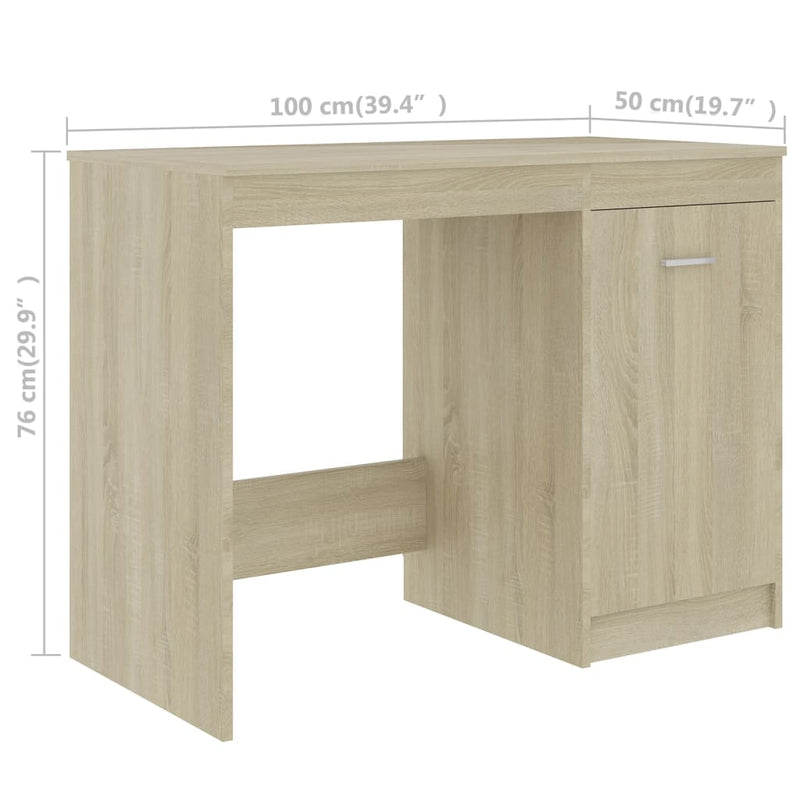 vidaXL Desk Sonoma Oak 140x50x76 cm Engineered Wood