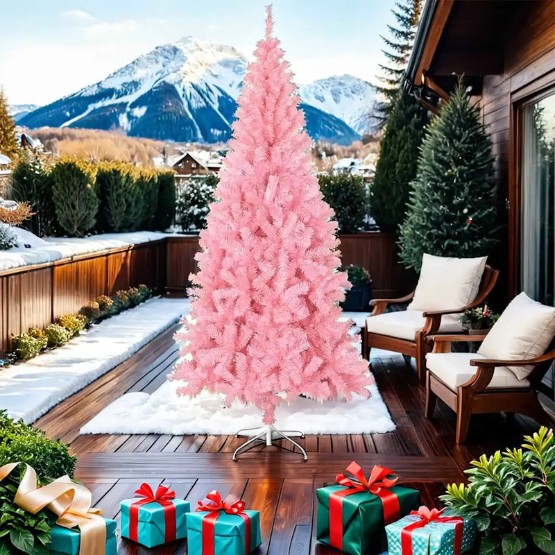 Artificial Christmas Tree with Stand Pink 210 cm PVC