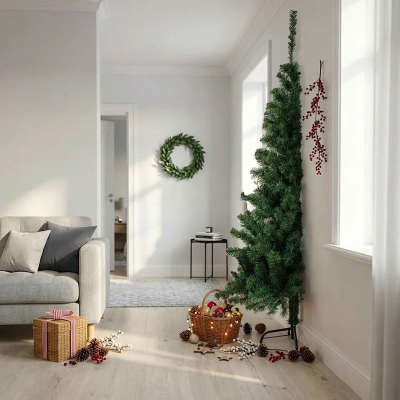 Artificial Half Christmas Tree with Stand Green 210 cm PVC