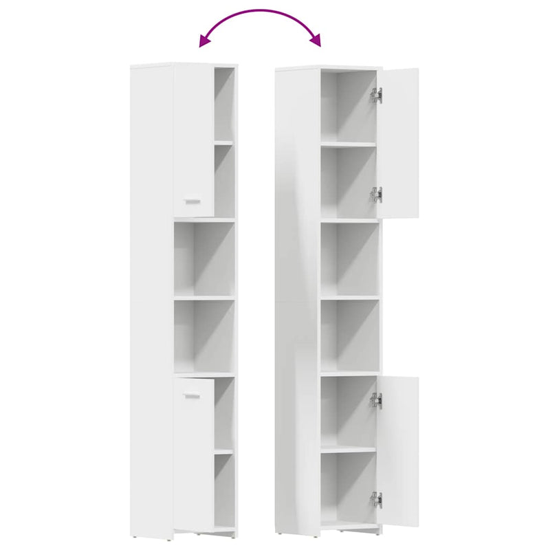 vidaXL Bathroom Cabinet White 30x30x183.5 cm Engineered Wood