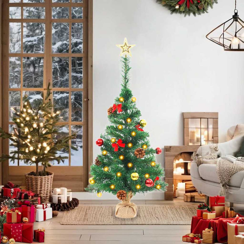 vidaXL Artificial Pre-lit Christmas Tree with Baubles Green 64 cm