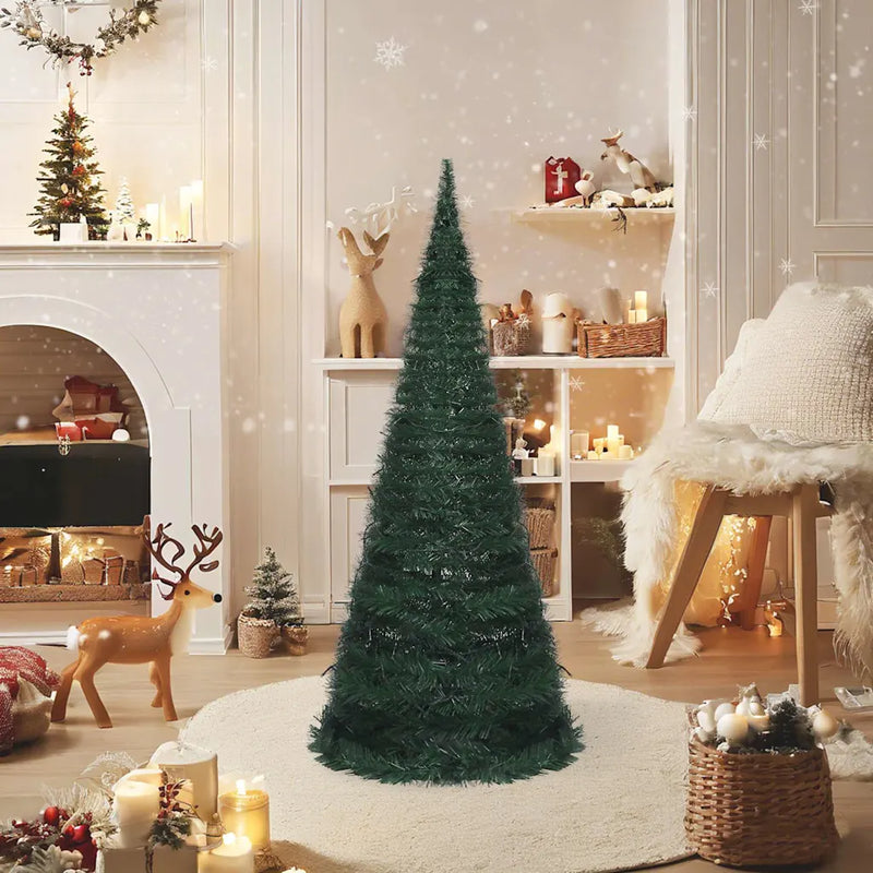 Pop-up String Artificial Pre-lit Christmas Tree Green 150 cm
