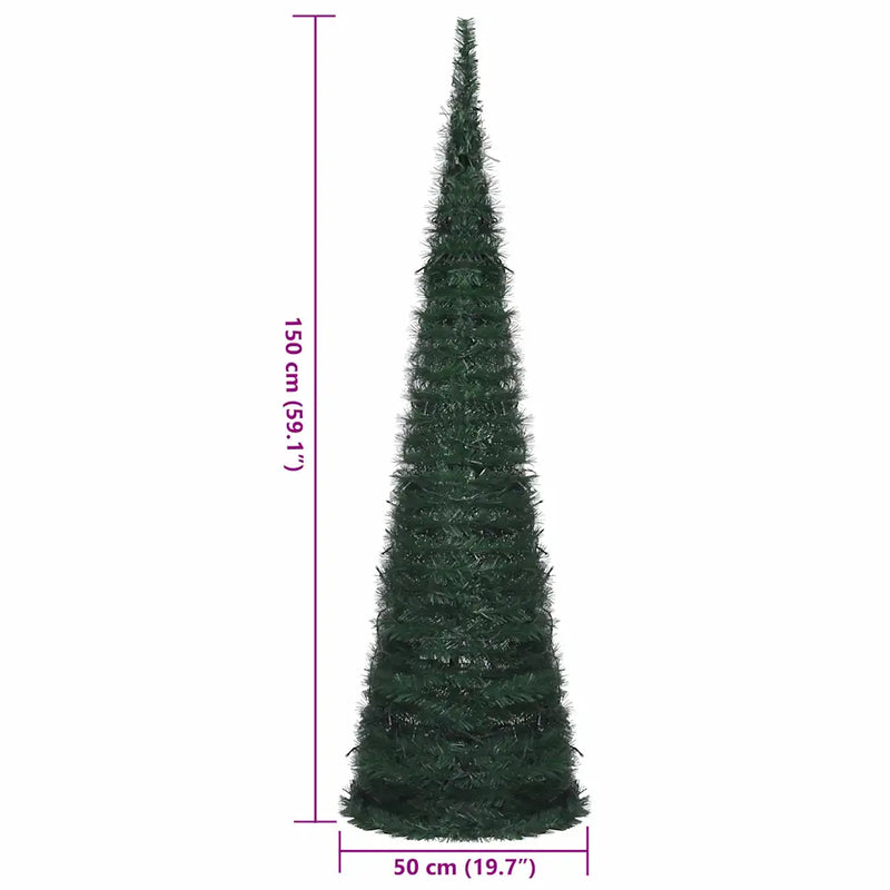 Pop-up String Artificial Pre-lit Christmas Tree Green 150 cm