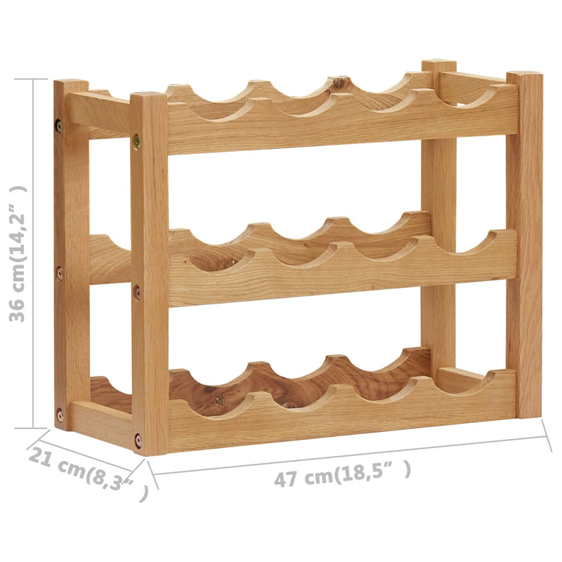 vidaXL Wine Rack for 12 Bottles 47x21x36 cm Solid Oak Wood