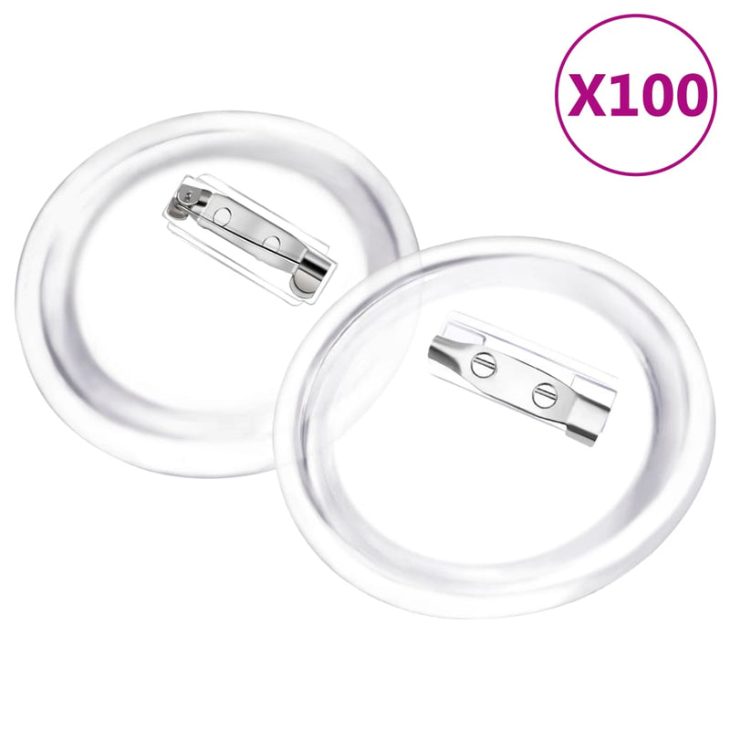 vidaXL Button Badges Kit with Pins 100 Sets Acrylic 58 mm