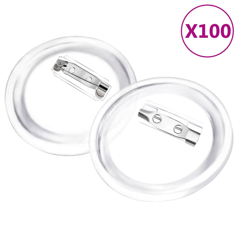 vidaXL Button Badges Kit with Pins 100 Sets Acrylic 44 mm