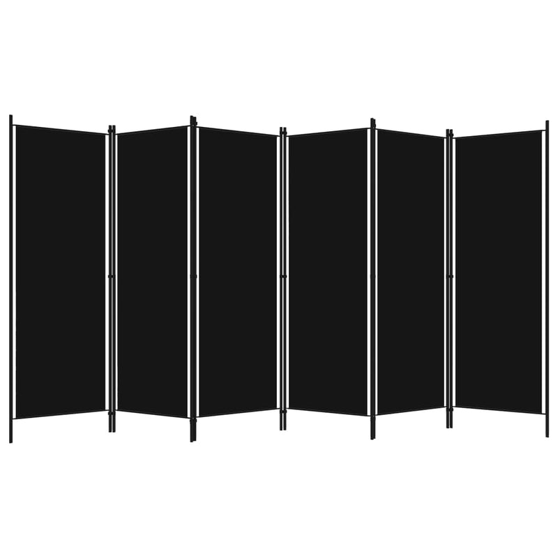 vidaXL 6-Panel Room Divider Black 300x180 cm