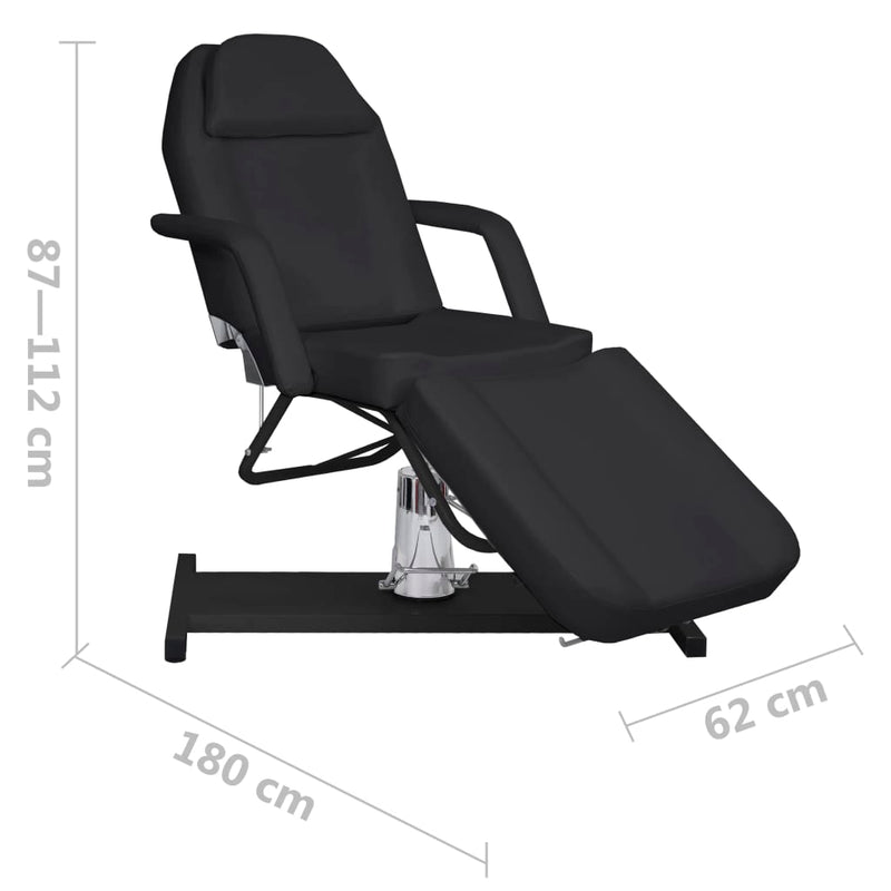 vidaXL Massage Table Black 180x62x(87-112) cm