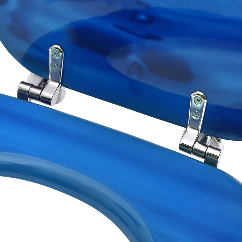 vidaXL WC Toilet Seat with Lid MDF Blue Water Drop Design