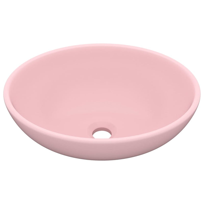 vidaXL Luxury Basin Oval-shaped Matt Pink 40x33 cm Ceramic